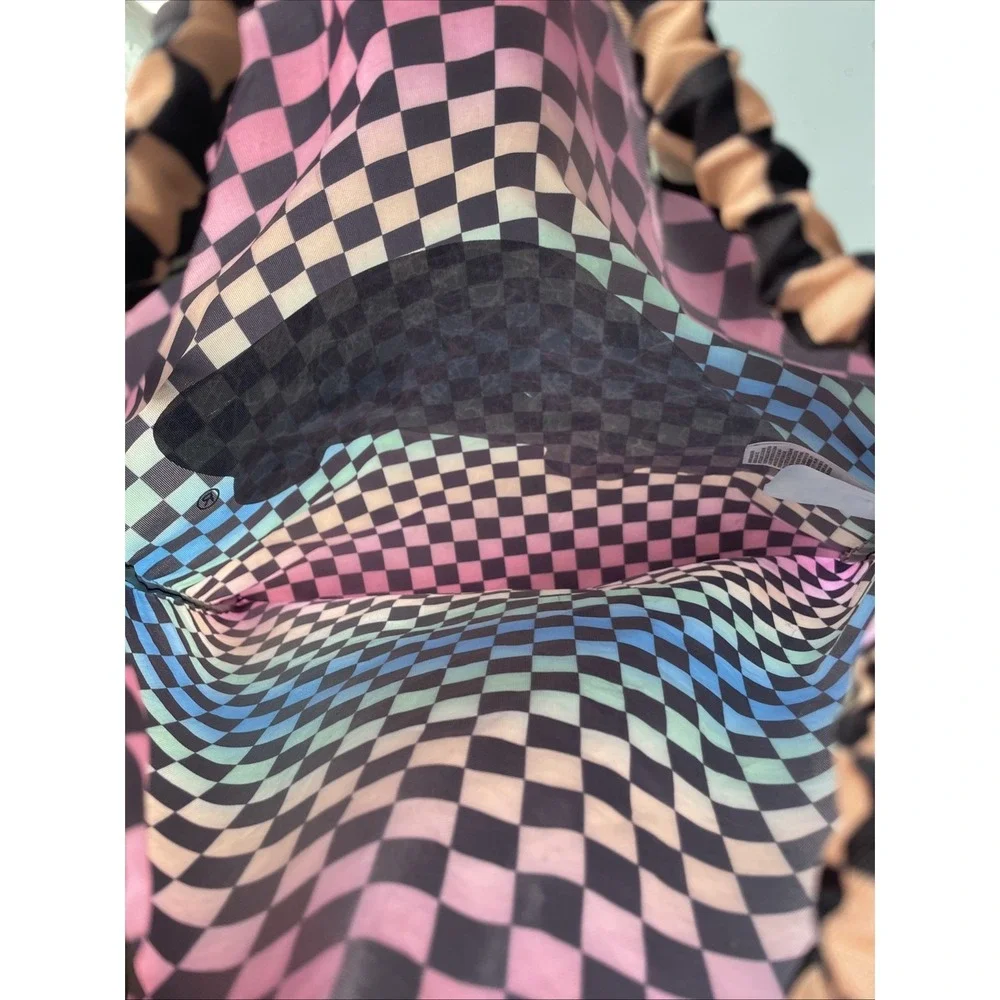 Vans Off The Wall Rainbow Checkerboard Drawstring Backpack Cinch Bag OS